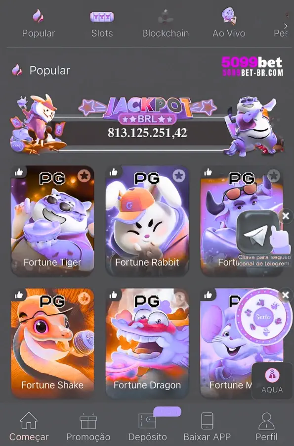 Tela inicial do app 5099BET cassino